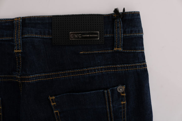 Costume National Chic Flared Cotton Jeans in Blue
