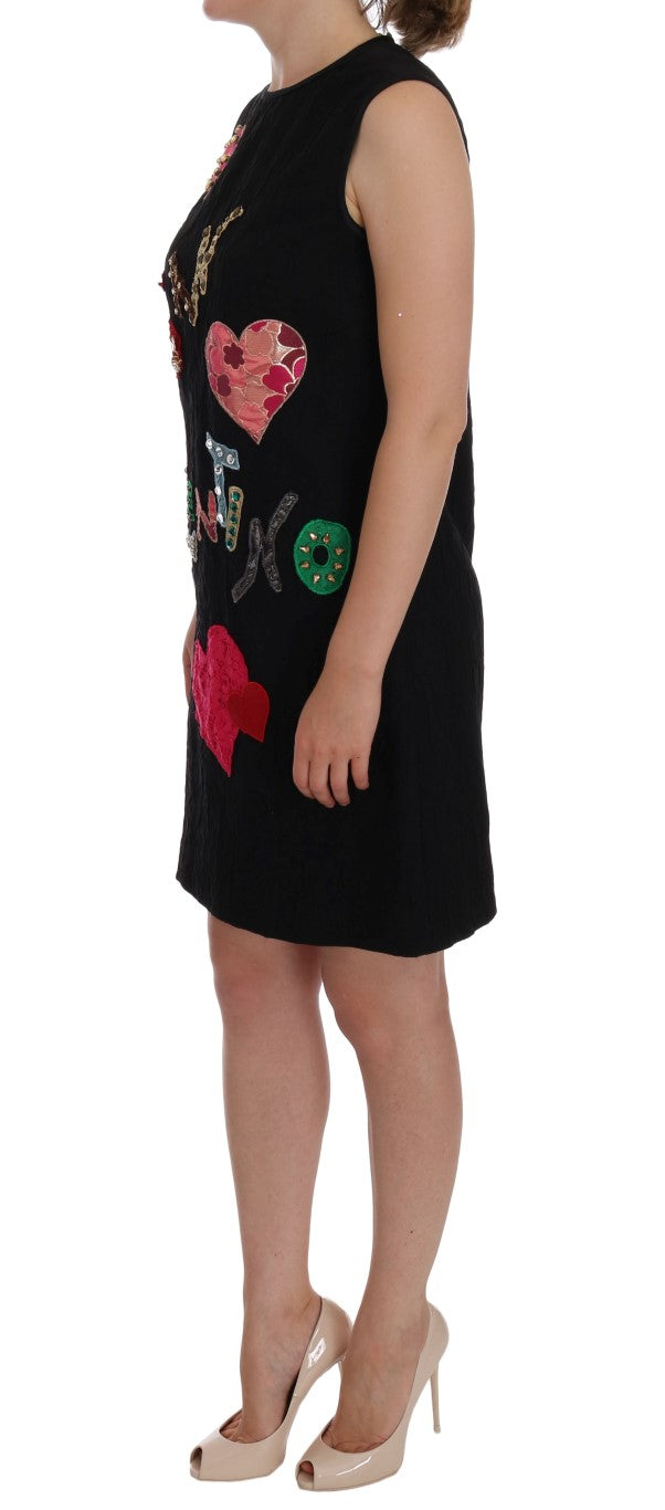Dolce & Gabbana Black Crystal-Embellished Stretch Mini Dress