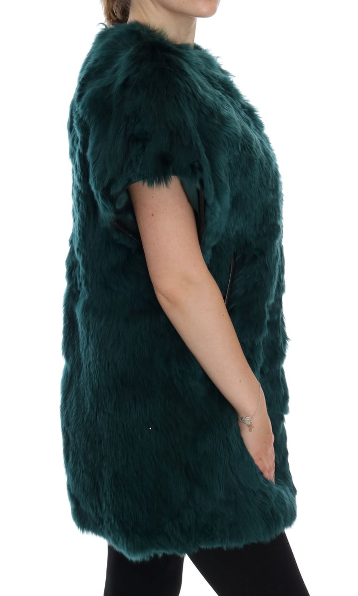Dolce & Gabbana Exquisite Green Alpaca Fur Long Vest