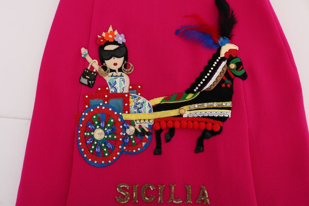 Dolce & Gabbana Embellished Silk-Lined Wool Skirt