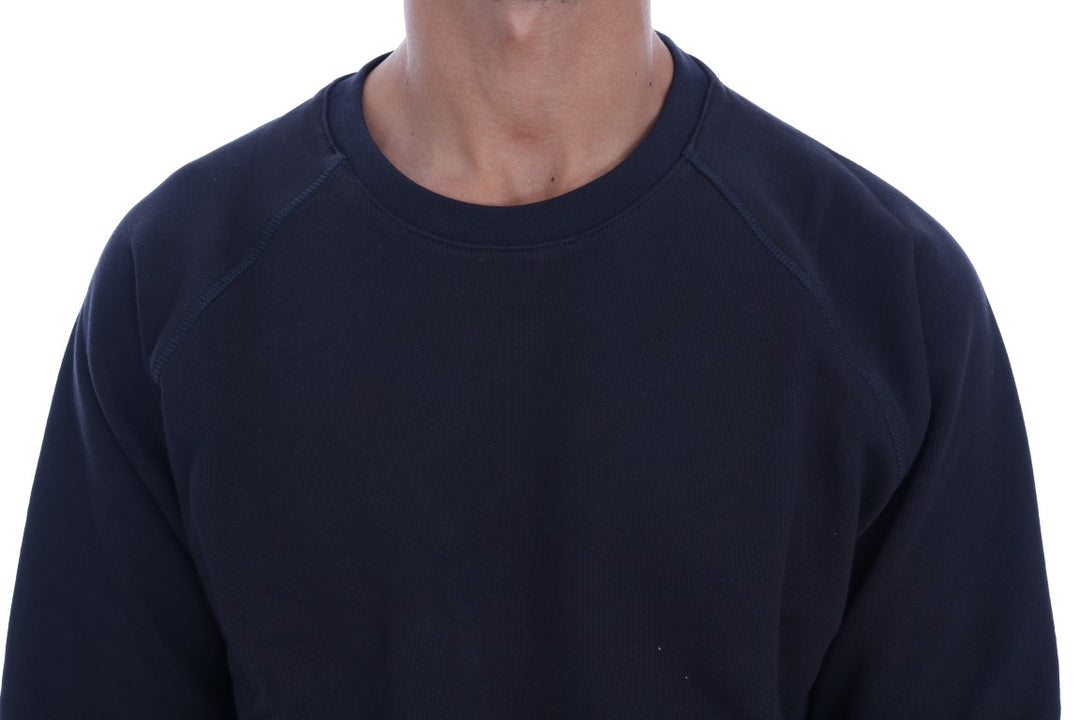 Daniele Alessandrini Chic Dark Blue Crewneck Cotton Sweater