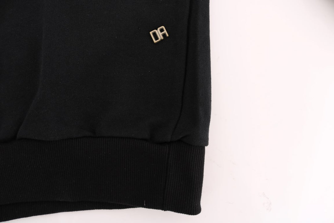 Daniele Alessandrini Elegant Black Cotton Hooded Sweater
