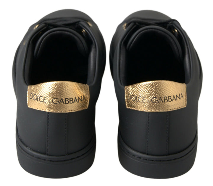 Dolce & Gabbana Black Gold Leather Classic Sneakers