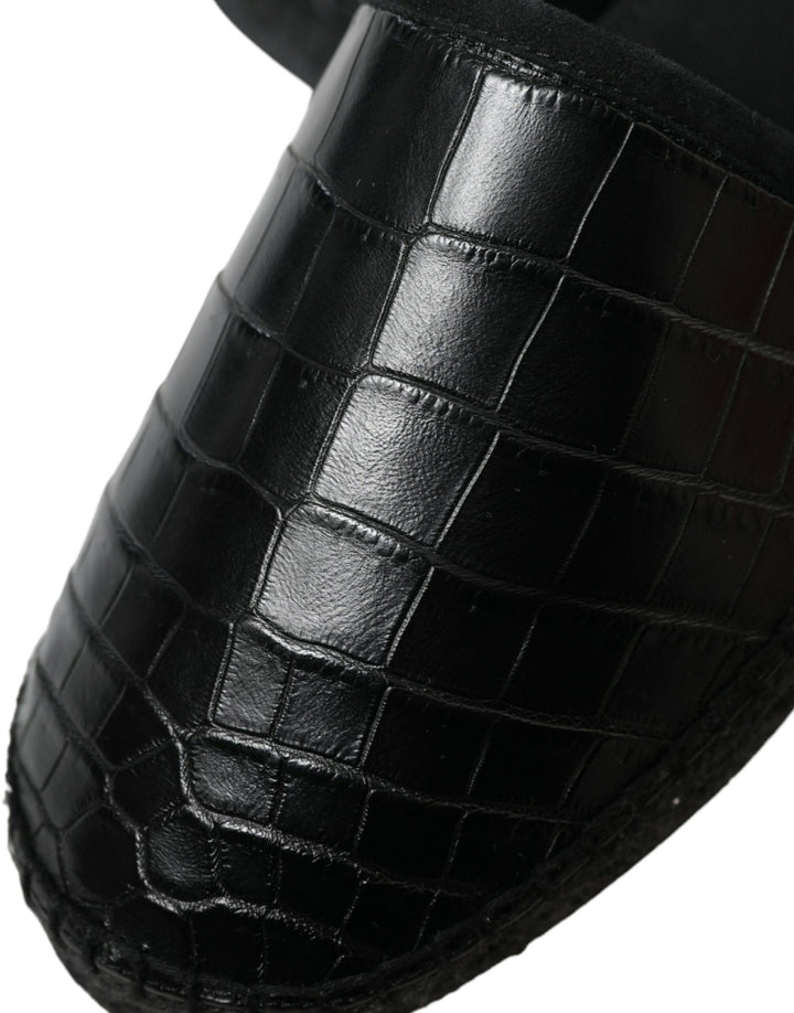 Dolce & Gabbana Exotic Black Leather Espadrilles