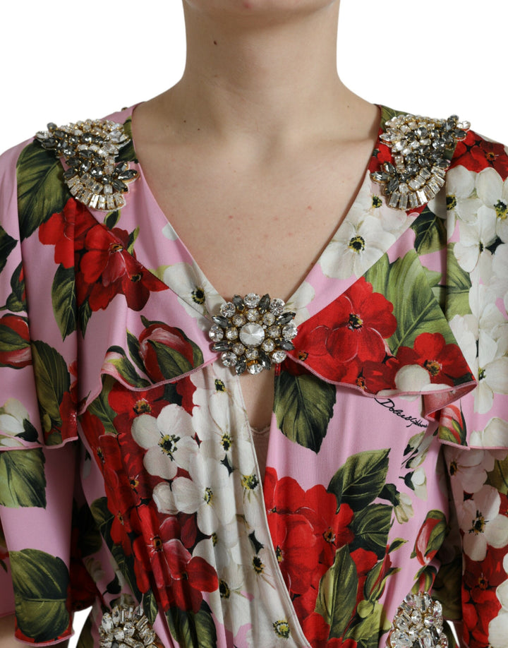 Dolce & Gabbana Elegant Crystal-Embellished Silk Dress