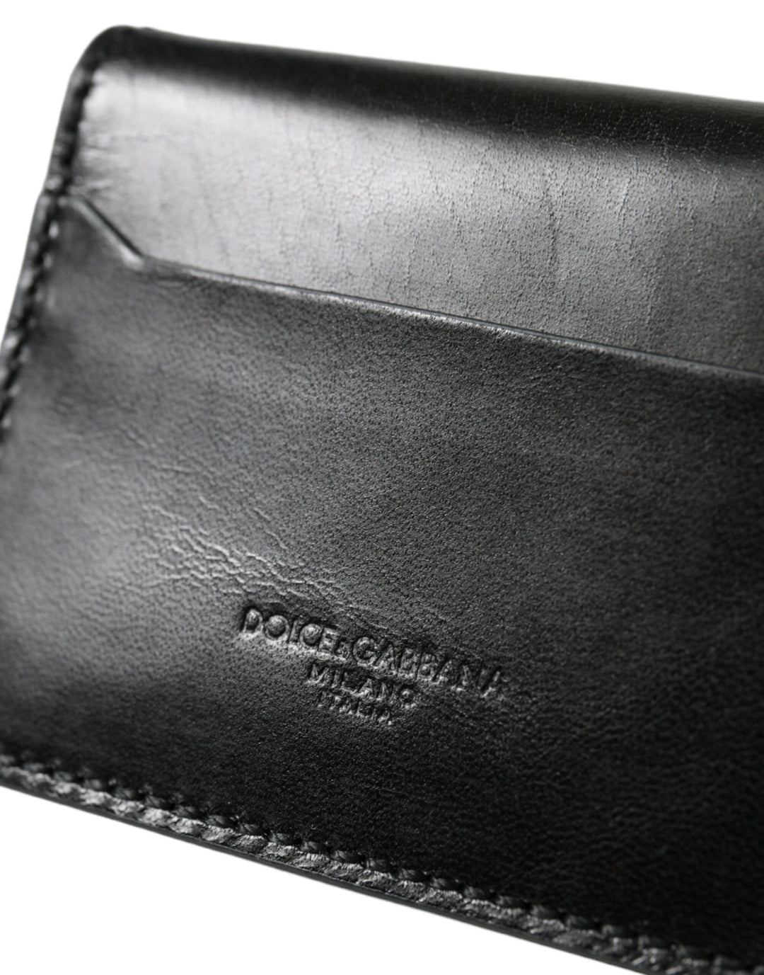 Dolce & Gabbana Black Leather Bifold Logo Card Holder Keyring Wallet