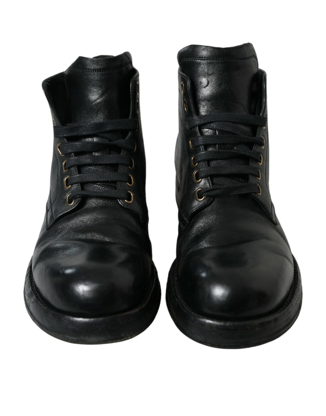 Dolce & Gabbana Elegant Black Horse Leather Ankle Boots