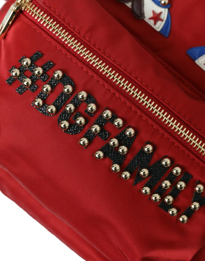 Dolce & Gabbana Embellished Red Backpack with Gold Detailing