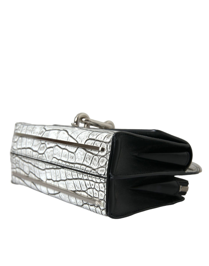 Balenciaga Metallic Silver Alligator Leather Mini Bag