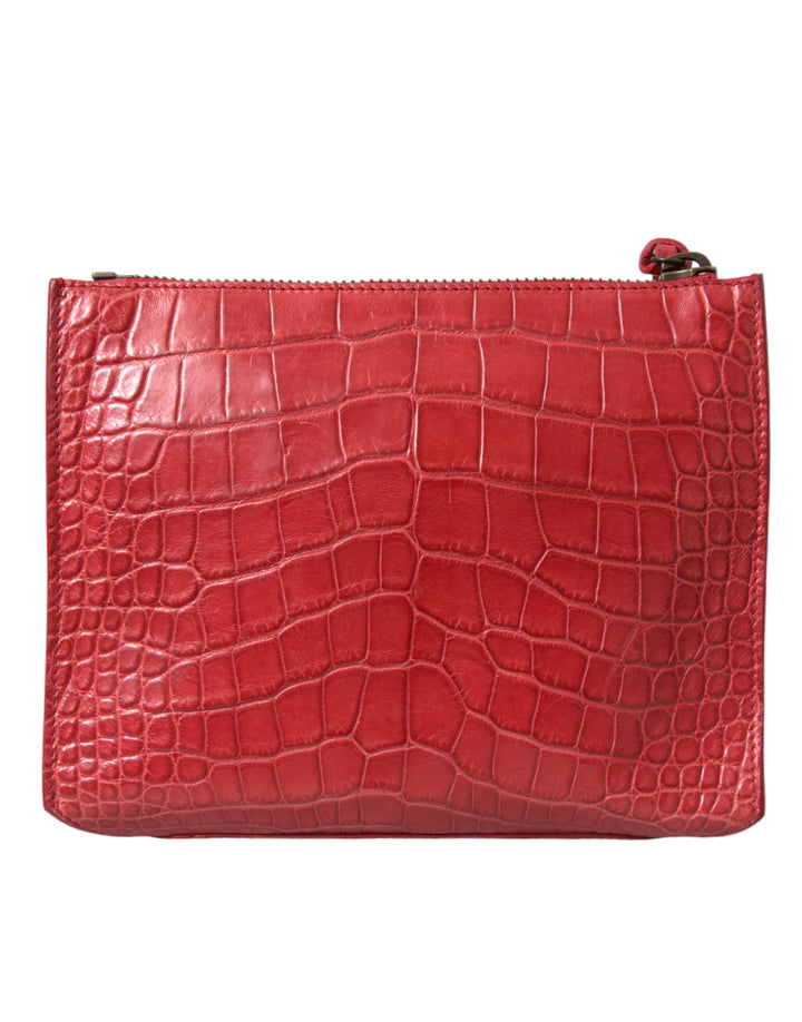 Balenciaga Exotic Red Alligator Leather Clutch
