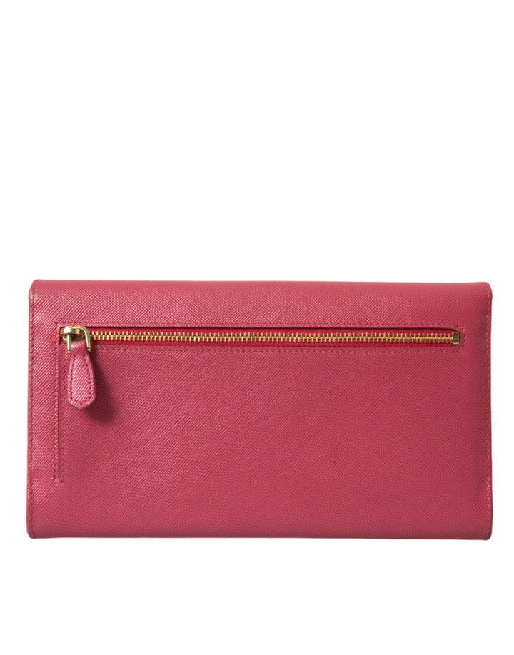 Prada Elegant Pink Leather Bifold Wallet