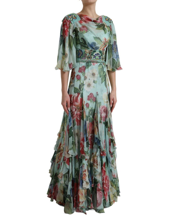 Dolce & Gabbana Elegant Floral Silk Long Dress