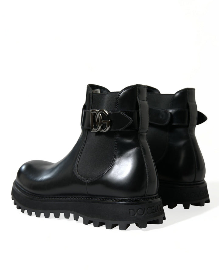 Dolce & Gabbana Elegant Black Calf Leather Chelsea Boots