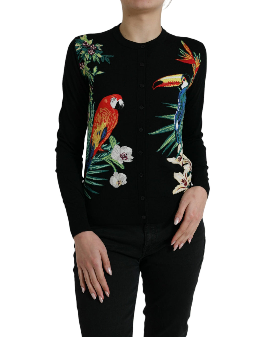 Dolce & Gabbana Elegant Wool Silk Printed Cardigan Sweater