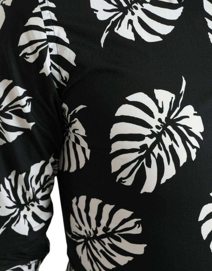 Dolce & Gabbana Elegant Leaf Print Slim Fit Dress Shirt