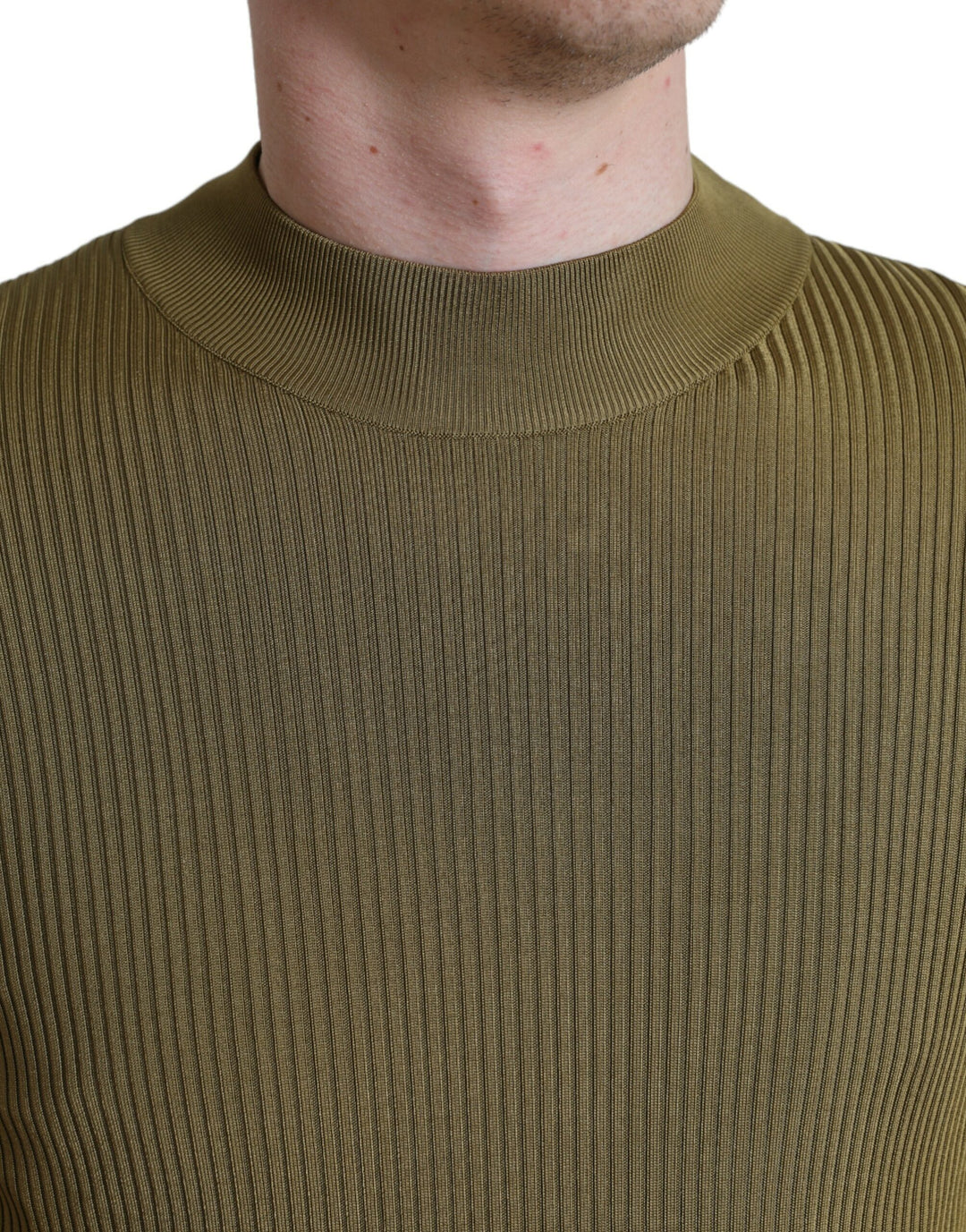 Dolce & Gabbana Army Green Viscose Crew Neck Sweater