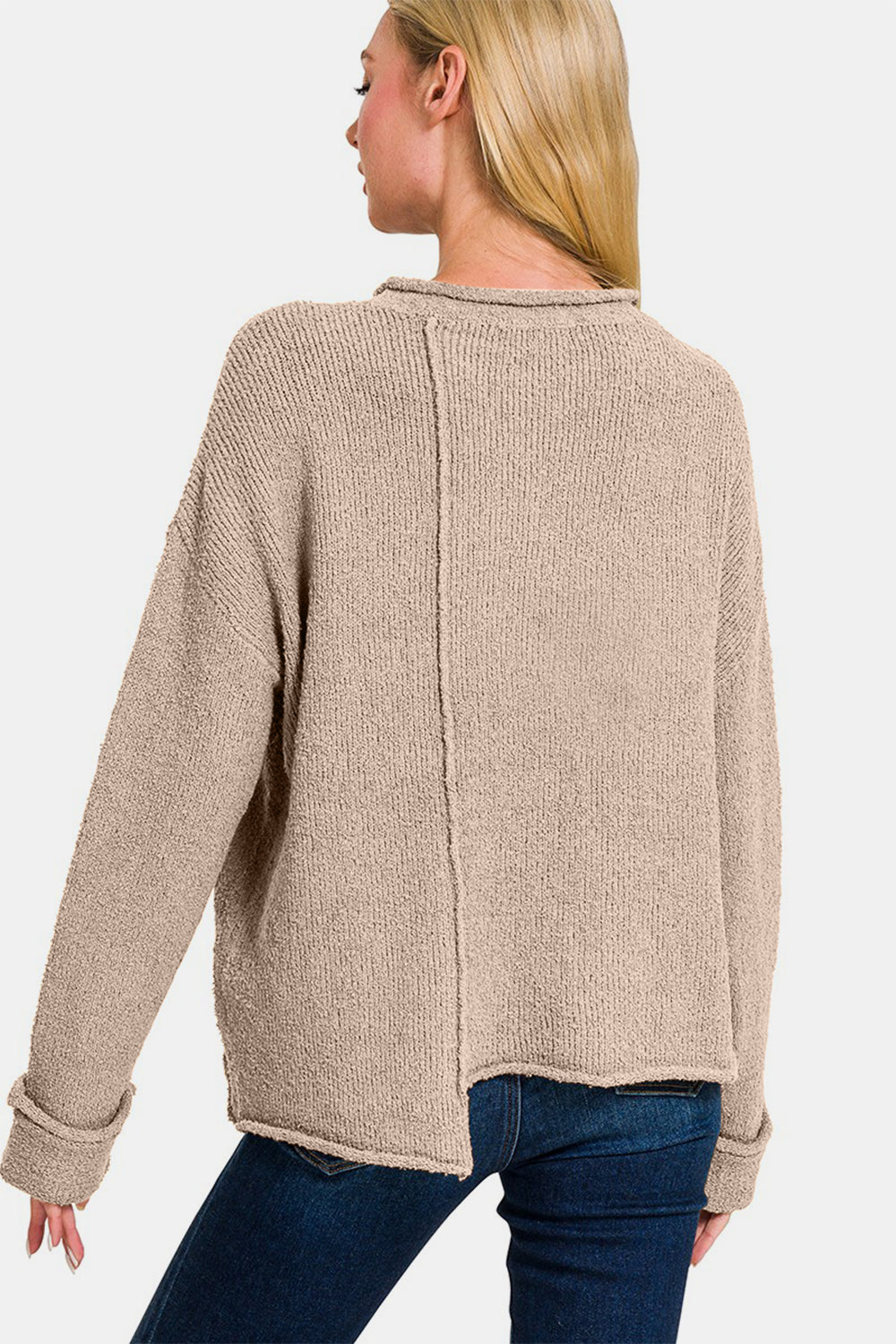 Zenana Pullover mit asymmetrischem Saum und überschnittenen Schultern