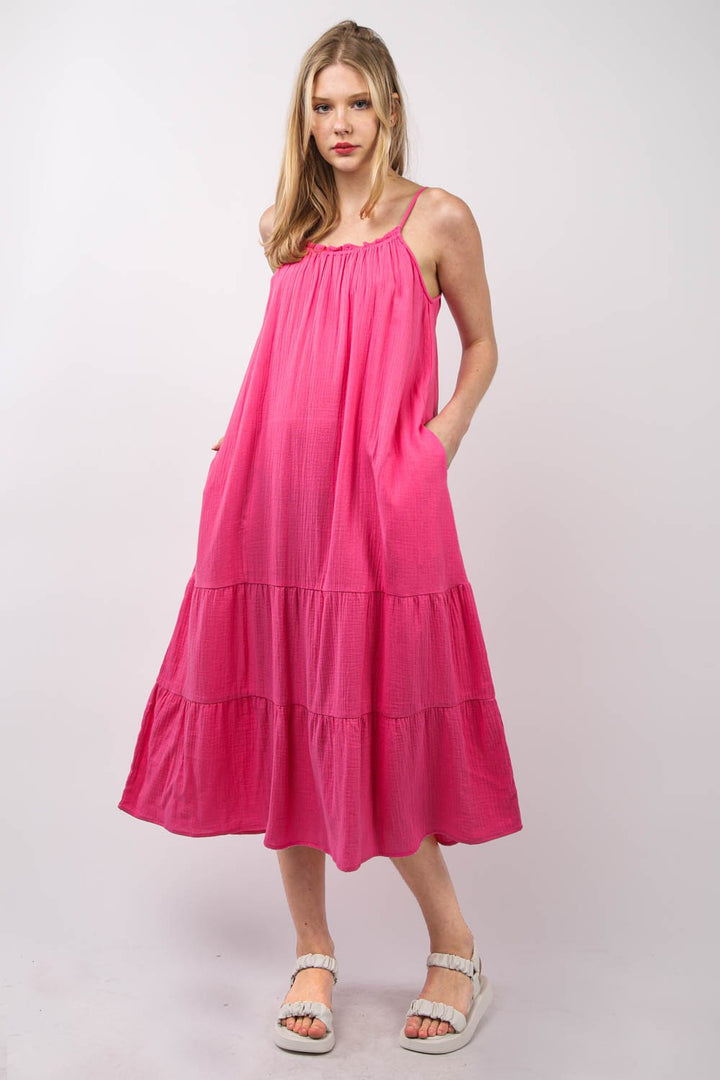 VERY J – A-Linien-Midi-Camisole-Kleid mit Rüschen