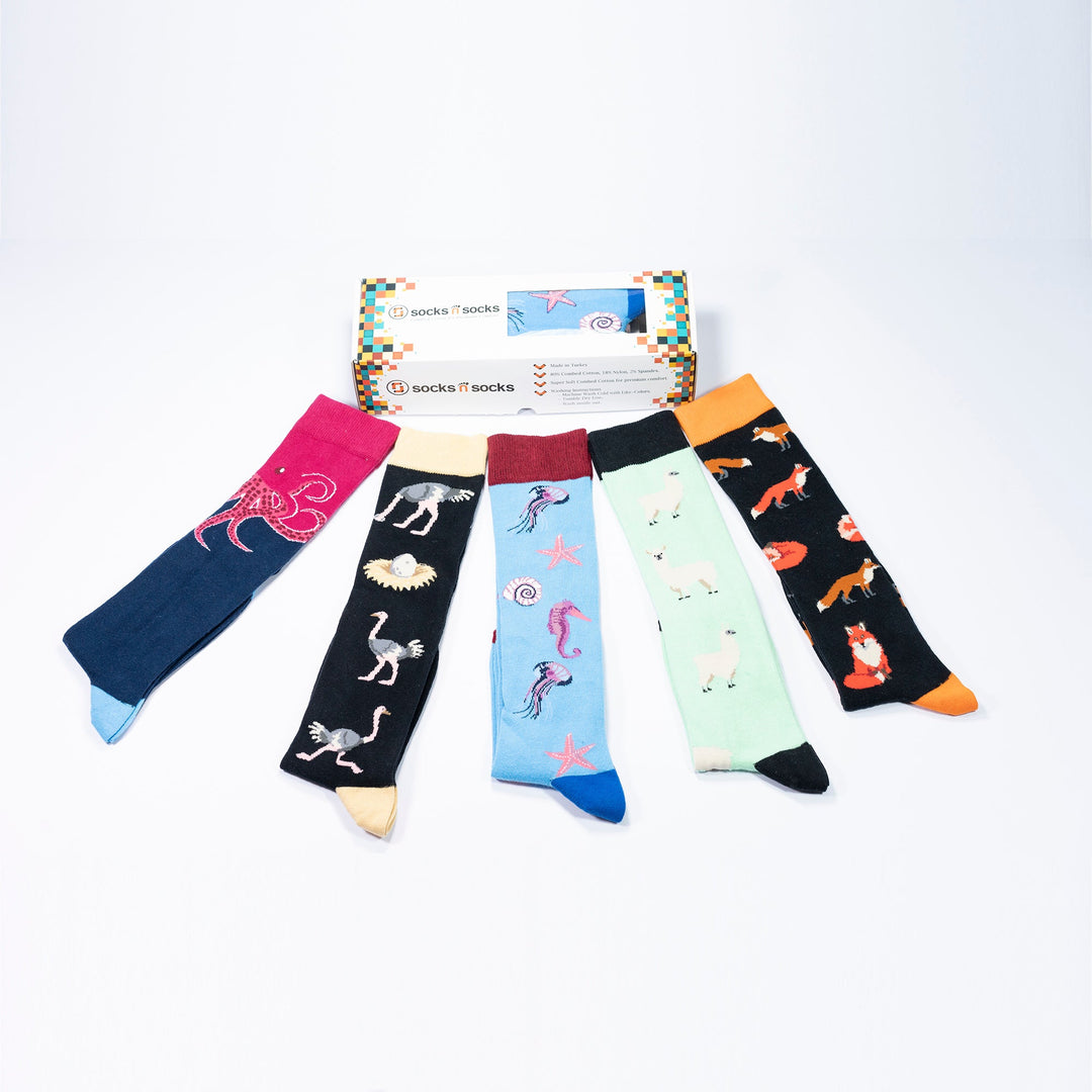 Women's Wild Animals Knee High Socks Set