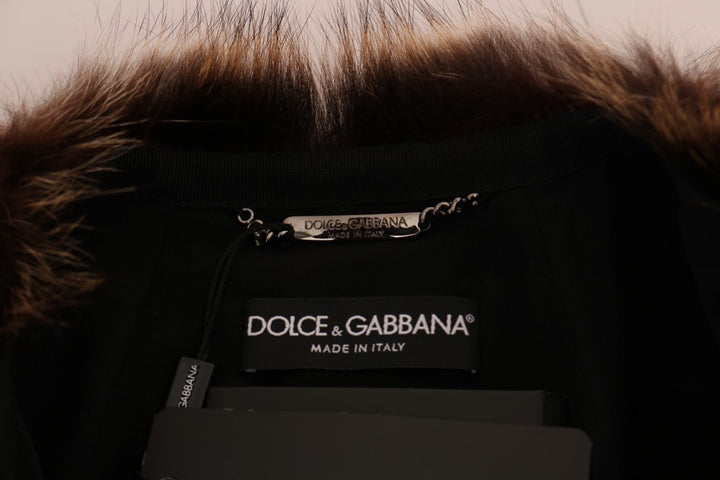 Dolce & Gabbana Elegant Brown Raccoon Fur Knee-Length Coat
