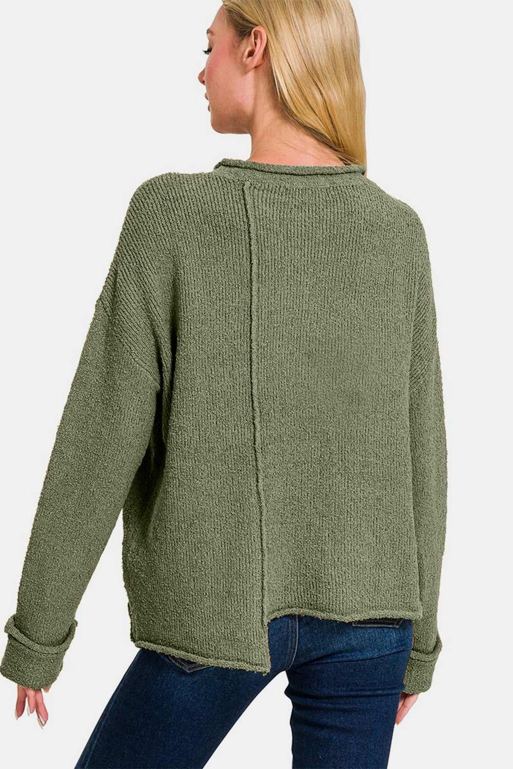 Zenana Pullover mit asymmetrischem Saum und überschnittenen Schultern