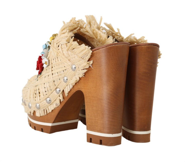 Dolce & Gabbana Chic Embellished Wooden Slides