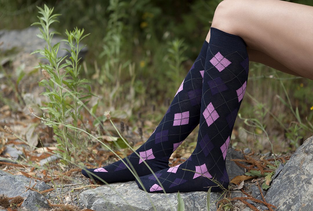 Women's Traditional Argyle Knee High Socks Set