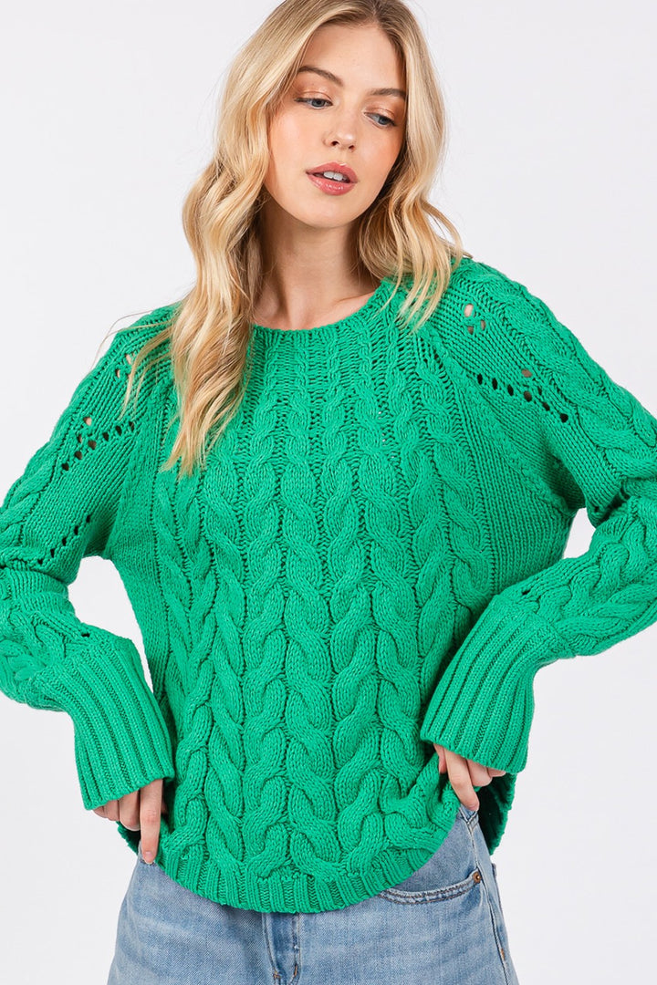 SAGE + FIG Langärmliger Pullover mit Zopfmuster