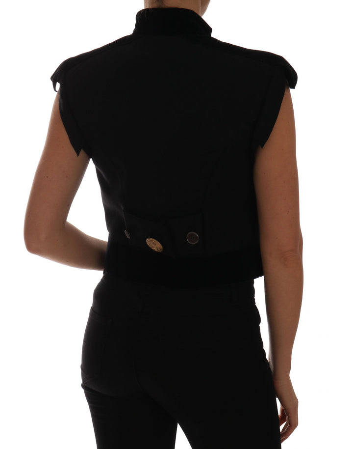 Dolce & Gabbana Embellished Black Military Style Vest