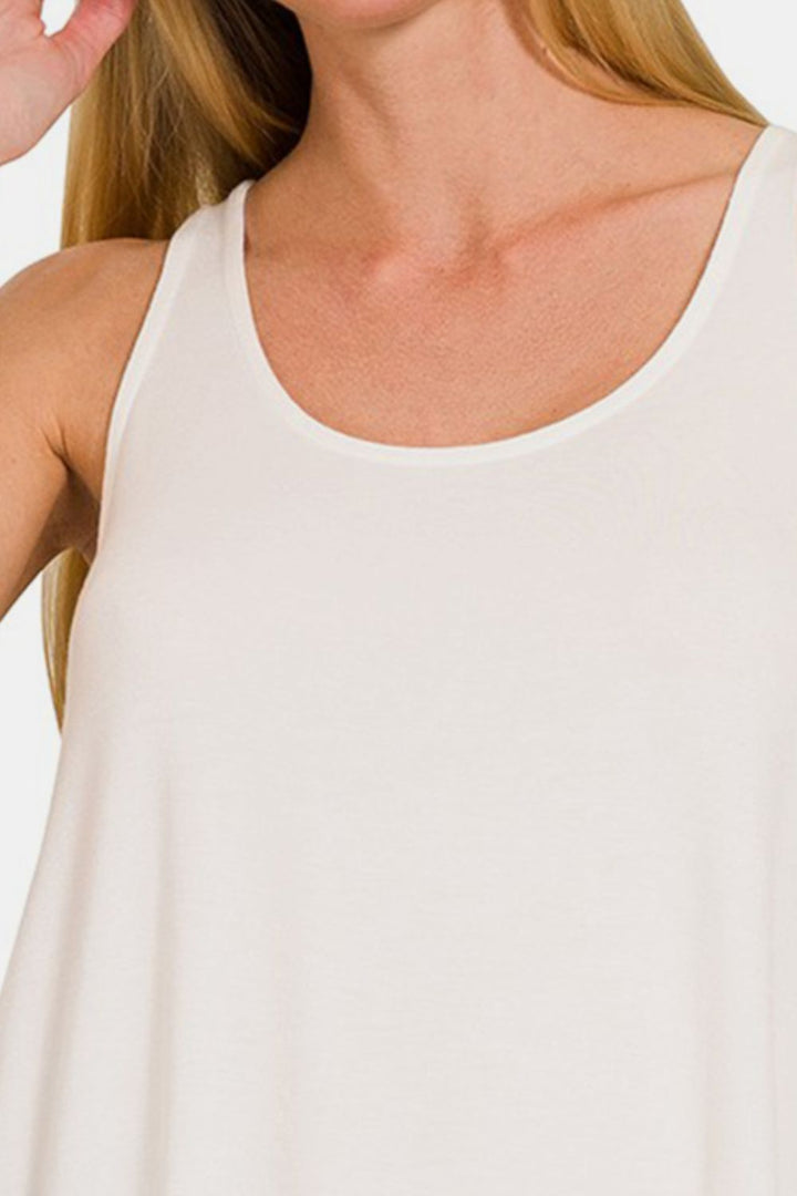 Zenana Round Neck Flowy Hem Tank