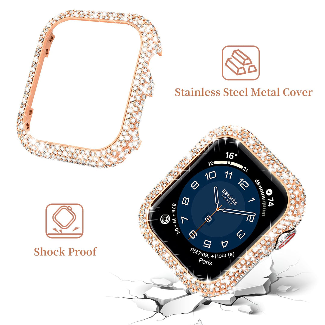 Luxury Diamond Apple Watch Band Women 40mm 44mm 41mm 45mm, Sparkling Strap for iWatch SE Series 9/8/7/6/5/4