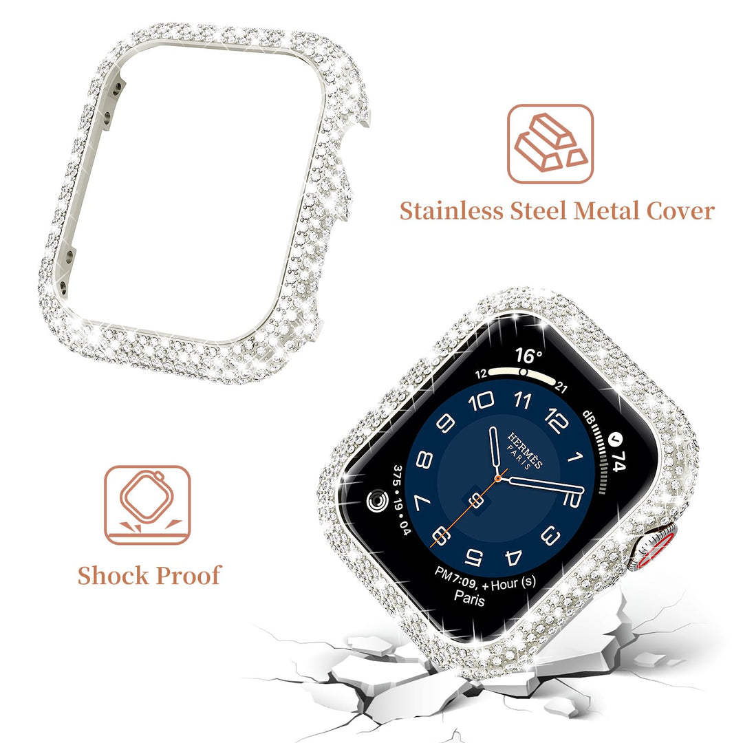 Luxury Diamond Apple Watch Band Women 40mm 44mm 41mm 45mm, Sparkling Strap for iWatch SE Series 9/8/7/6/5/4