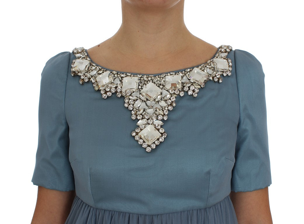 Dolce & Gabbana Elegant Crystal-Embellished Silk Gown