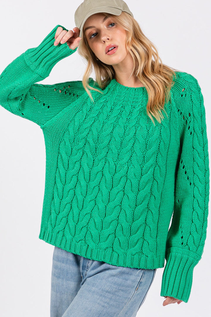 SAGE + FIG Langärmliger Pullover mit Zopfmuster