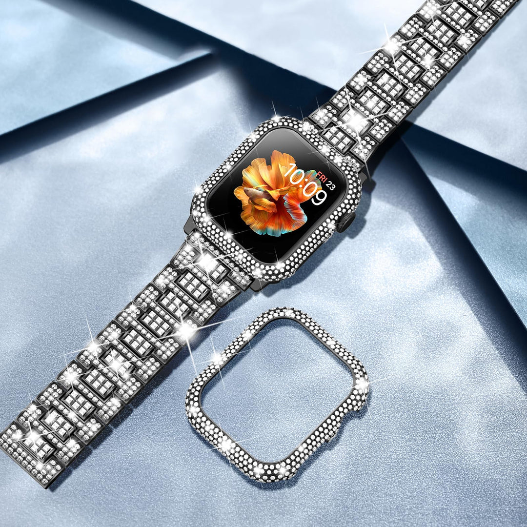 Luxury Diamond Apple Watch Band Women 40mm 44mm 41mm 45mm, Sparkling Strap for iWatch SE Series 9/8/7/6/5/4