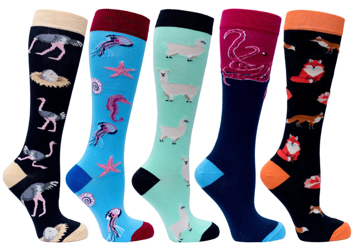 Women's Wild Animals Knee High Socks Set