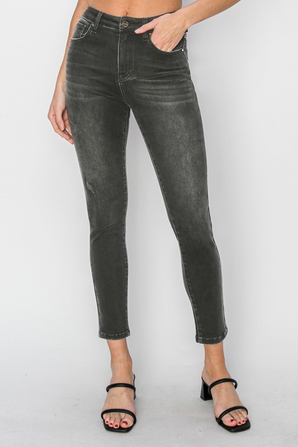 RISEN – Knöchelhohe Skinny-Jeans in voller Größe mit hohem Bund