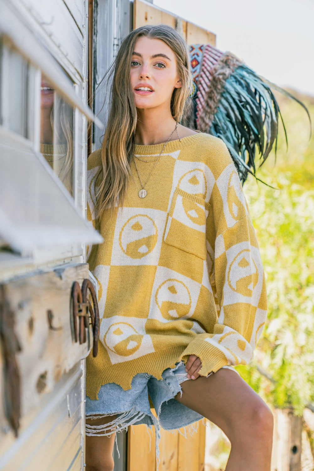 And The Why – Pullover mit Schachbrettmuster und Yin-Yang-Muster