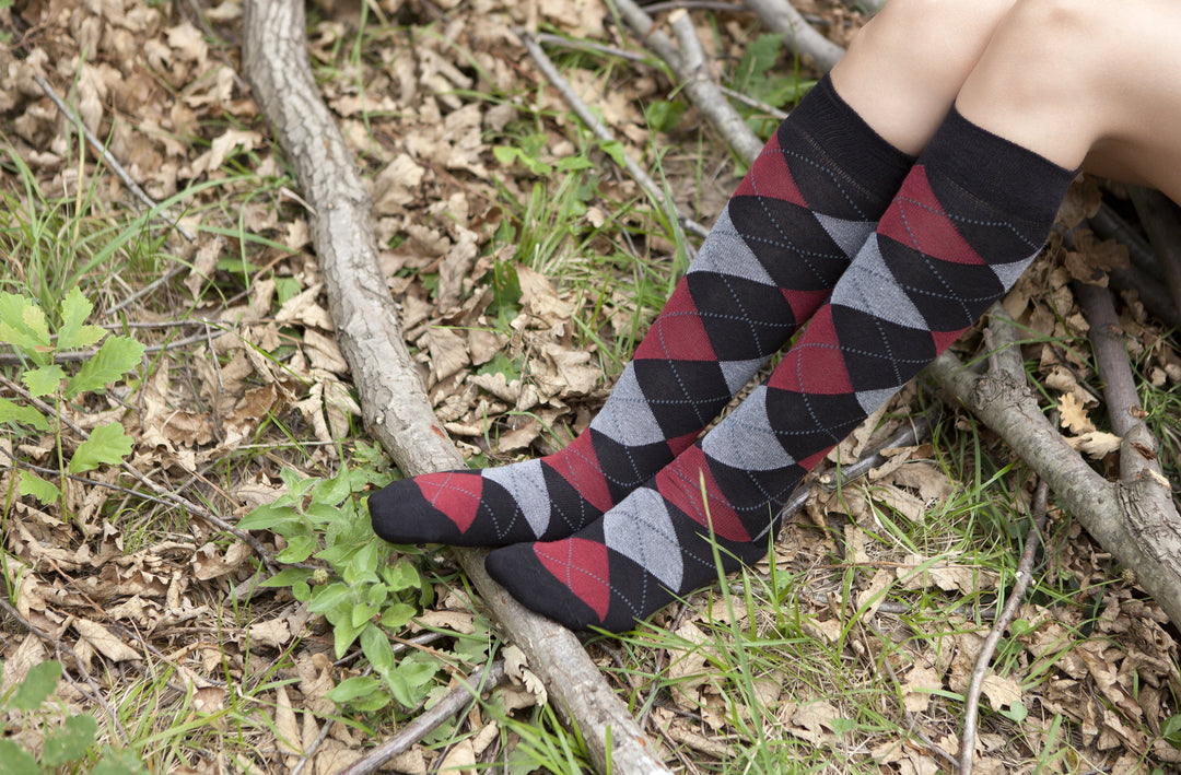 Women's High-Class Argyle Knee High Socks Set