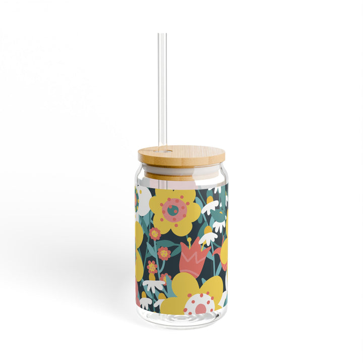 Colorful Fresca Mason Drinking Jar with Straw Sipper Glass, 16oz