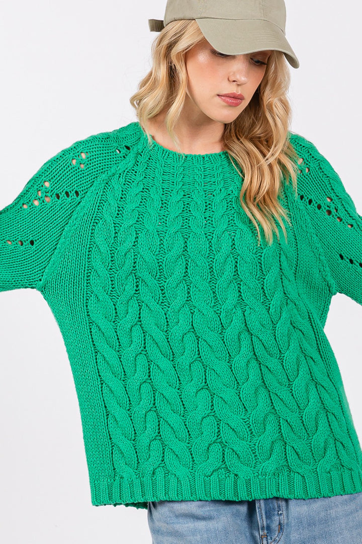 SAGE + FIG Langärmliger Pullover mit Zopfmuster