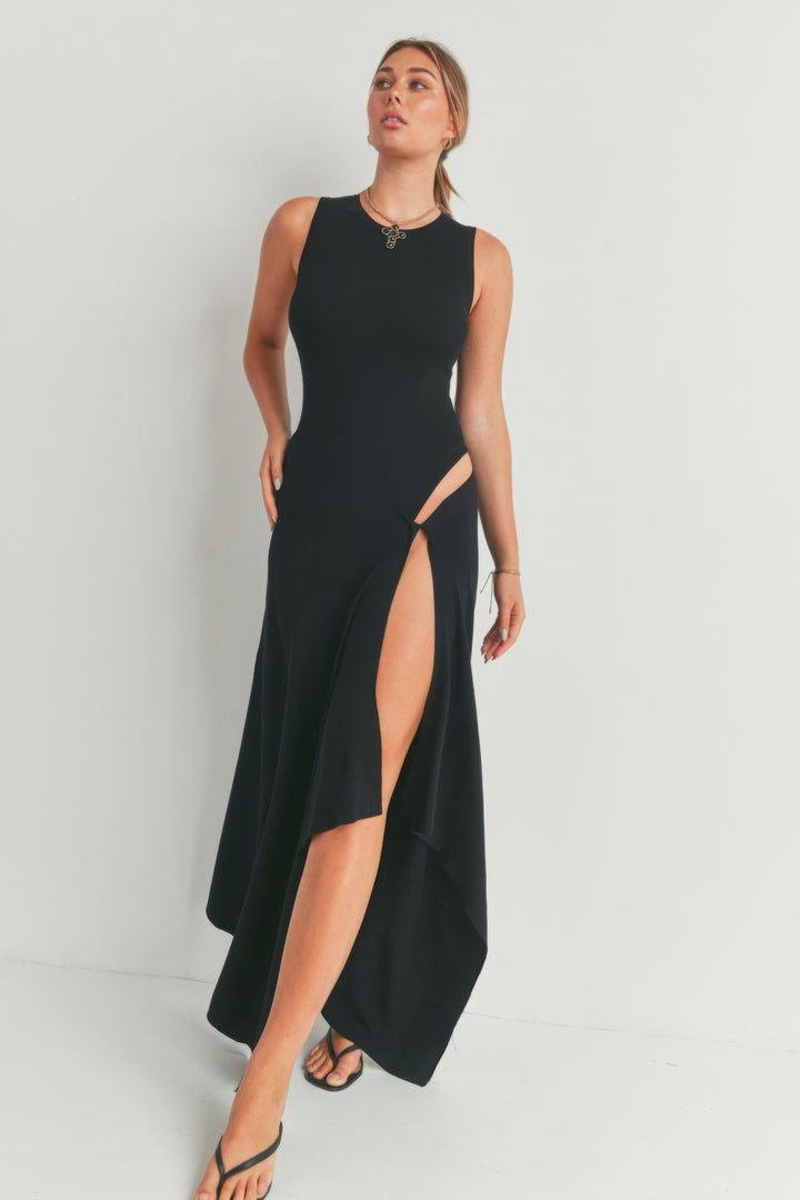 Black Maxi Dress With Thigh Slit