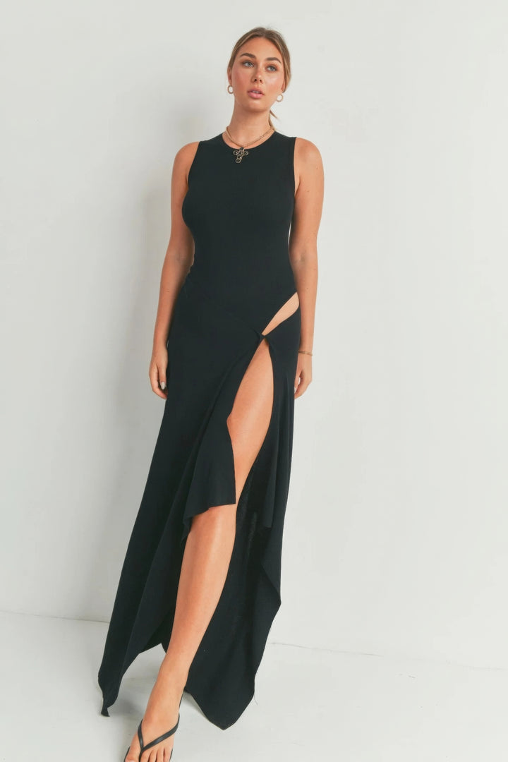 Black Maxi Dress With Thigh Slit