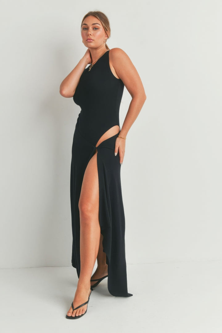 Black Maxi Dress With Thigh Slit