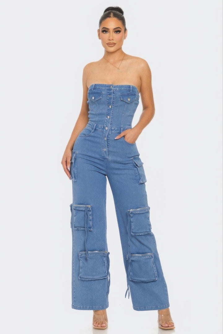 Full Body Stretch Denim Jumpsuit