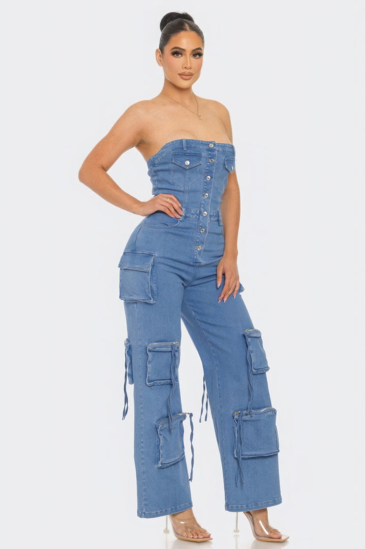 Full Body Stretch Denim Jumpsuit