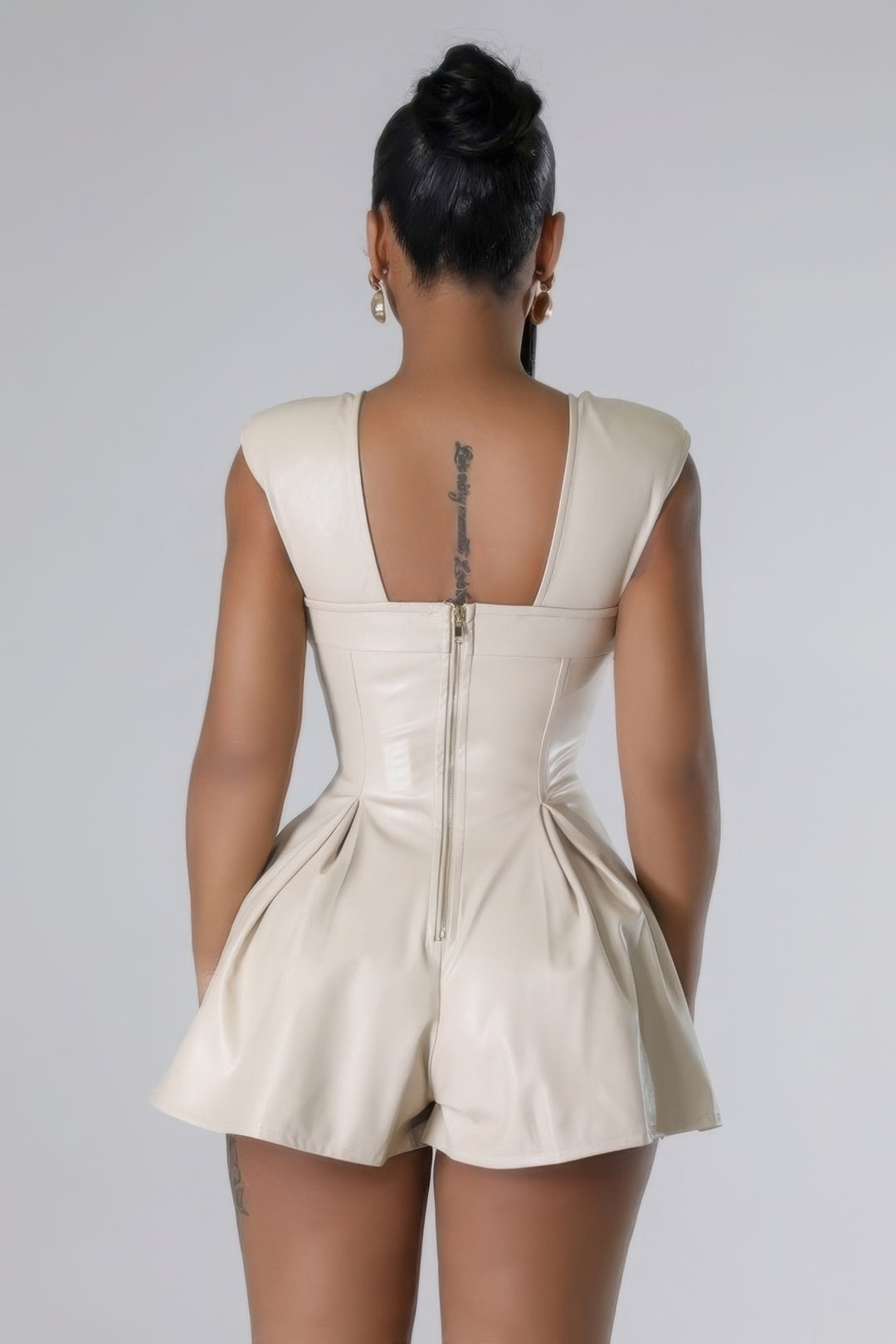 Leather Vixen Semi-stretch Romper