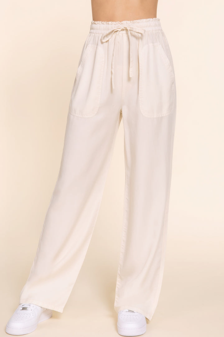 Luxury Tencel Floor Length Lounge Pants in Beige