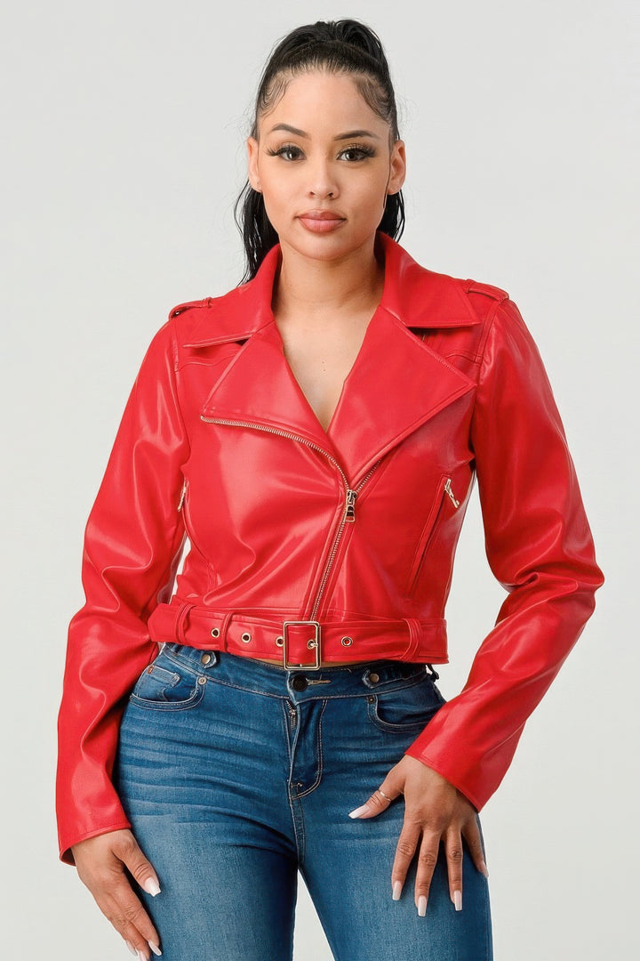 Lipstick Red Leather Jacket