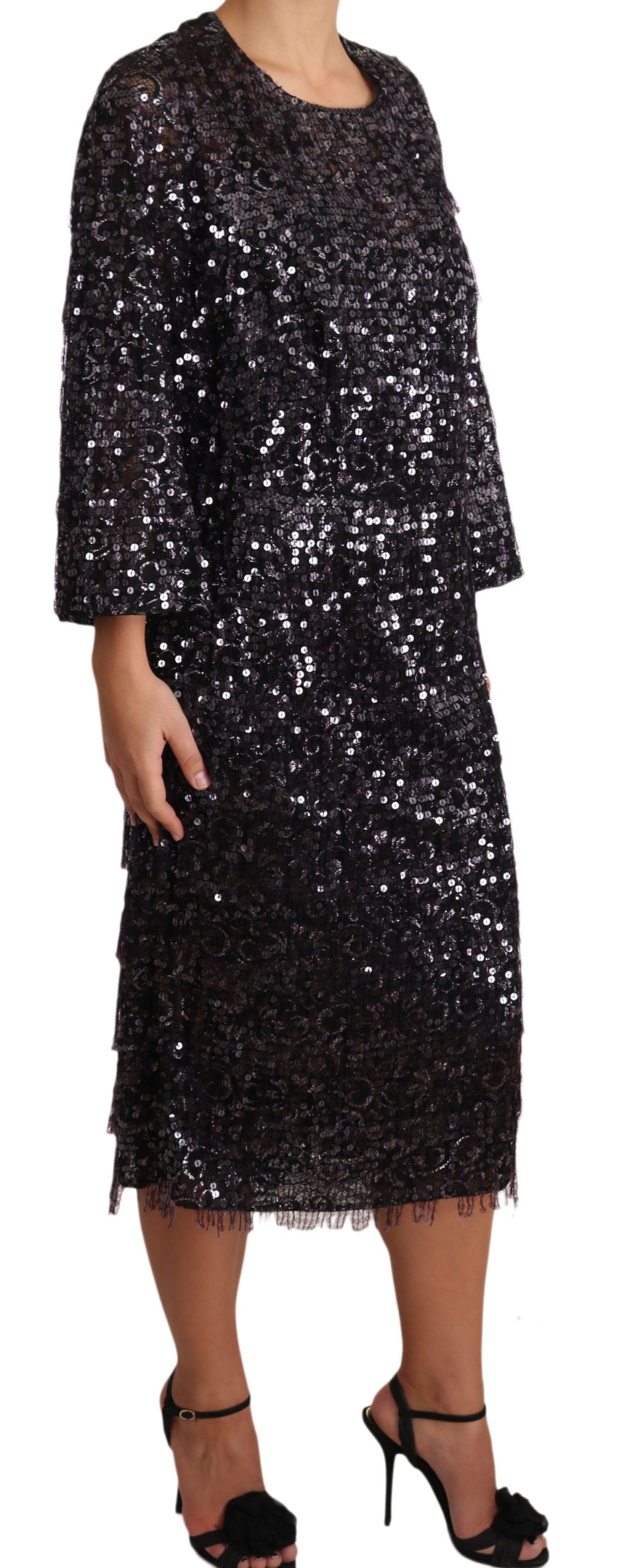 Dolce & Gabbana Sequined Shift Midi Dress – Timeless Elegance